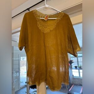 Mustard Yellow Johnny Was Tunic/Top Women's Size S